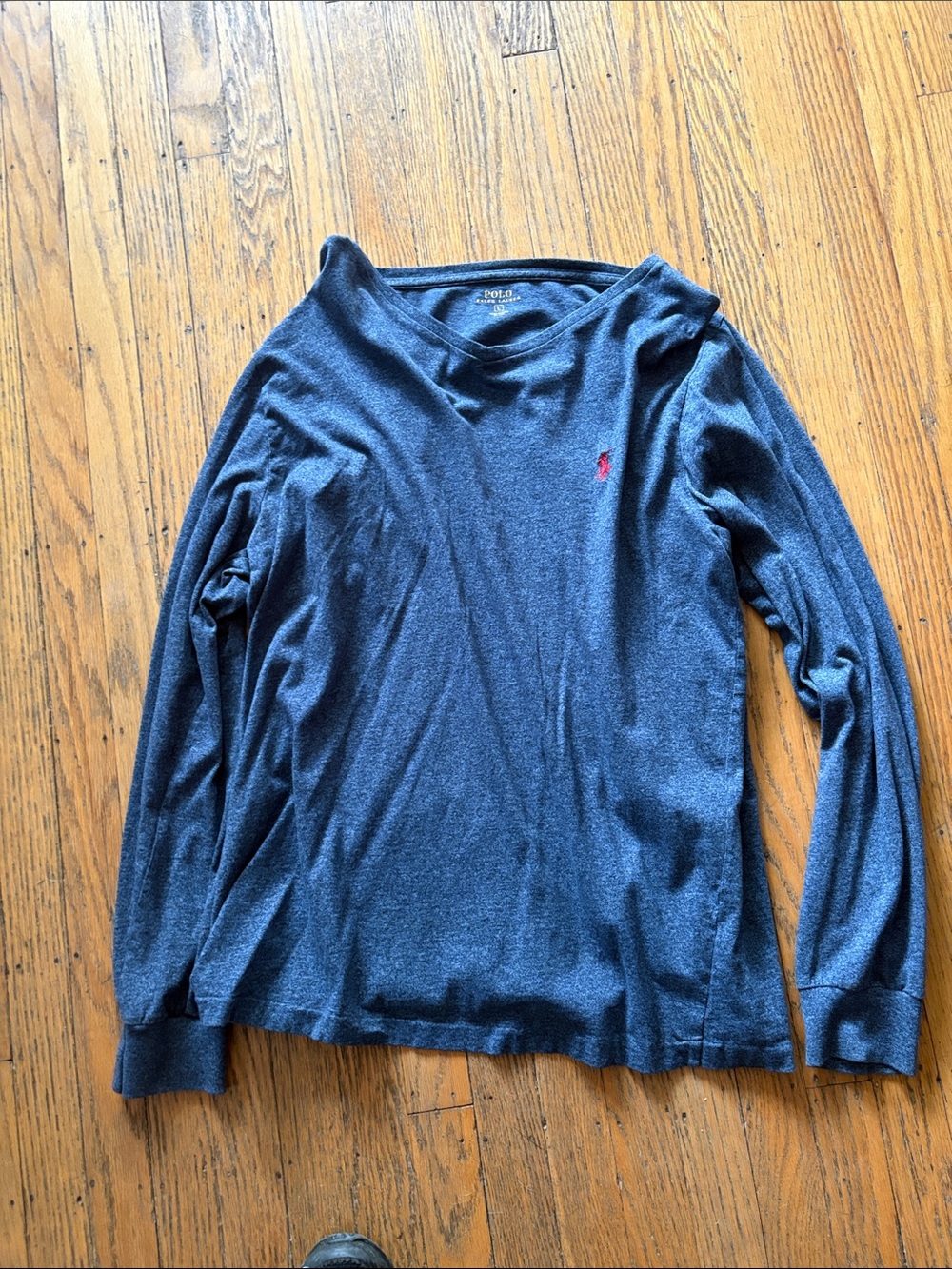 Ralph Lauren Long-Sleeve Crewneck Shirt in Navy with Red Pony
